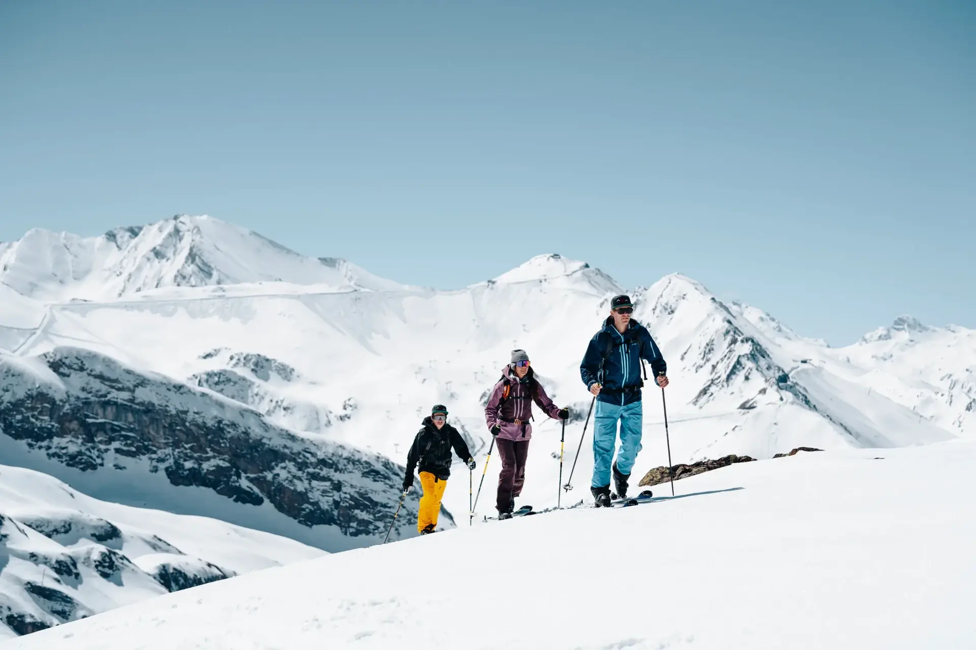 Ski tourers ascending the mountains around Ischgl