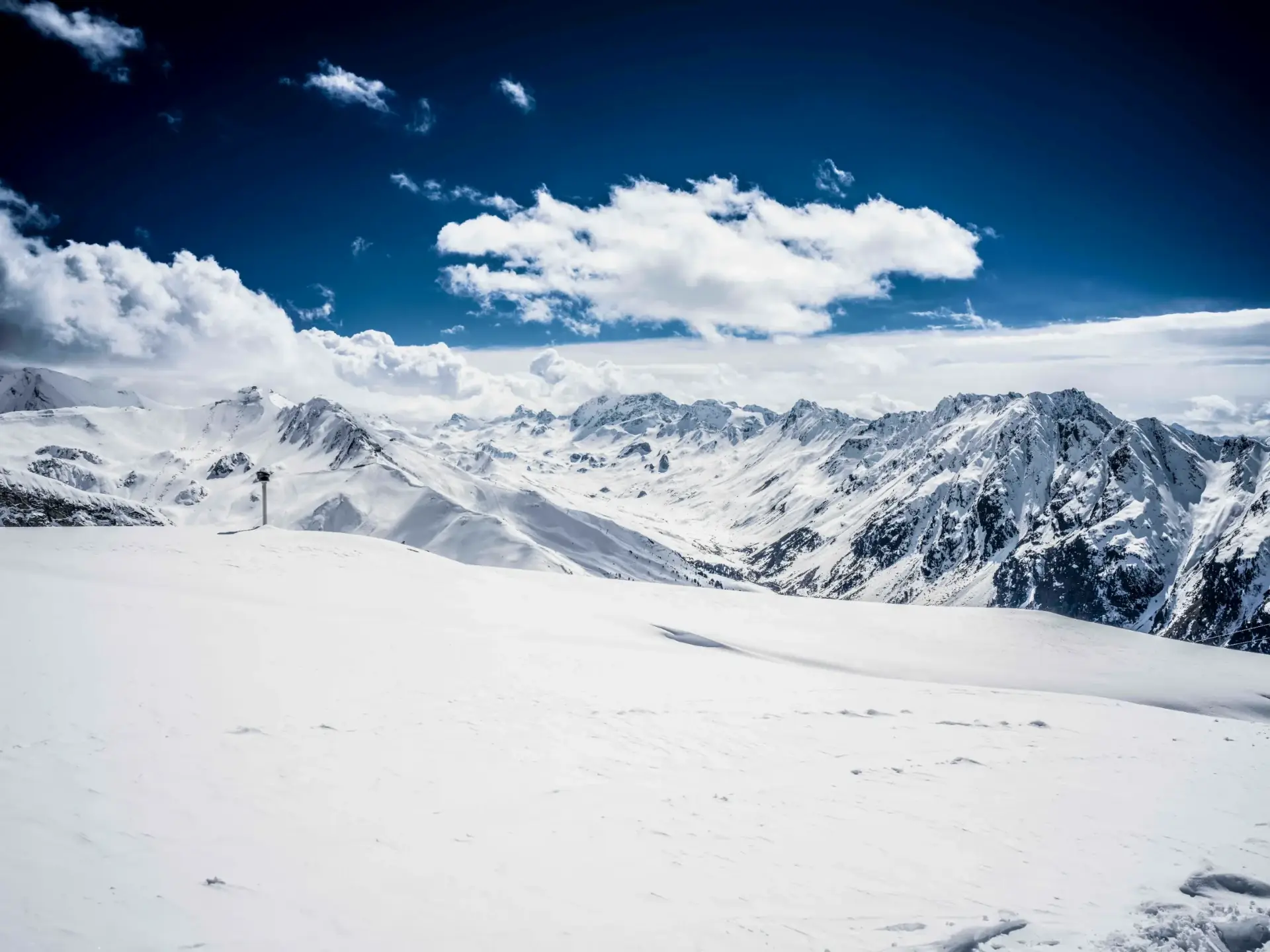 Snow-covered winter landscape around Ischgl in the Paznaun valley